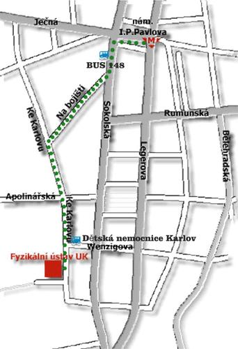 Detailed map of the streets in the vicinity of the Institute of Physics